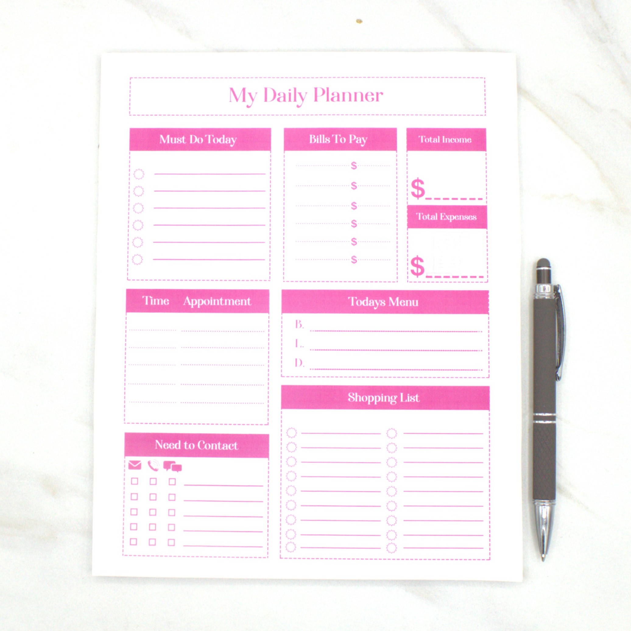 Pink Daily Planner