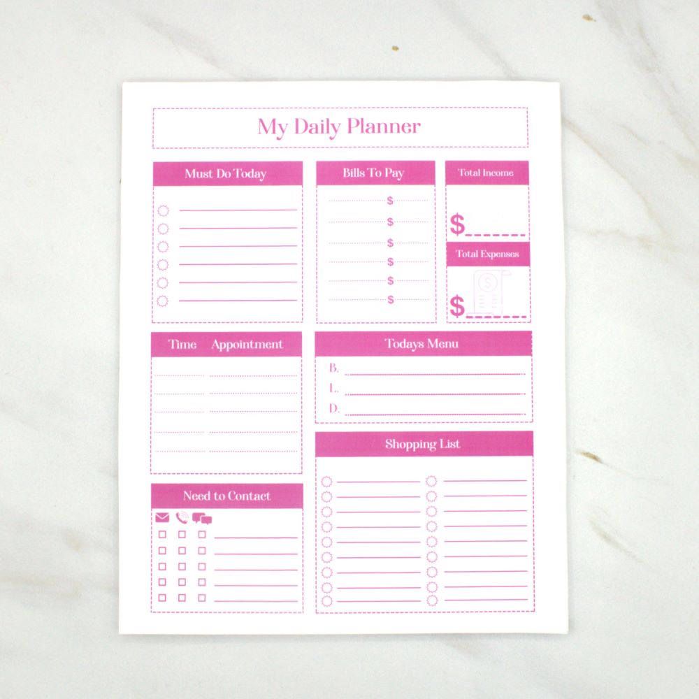 Pink Daily Planner