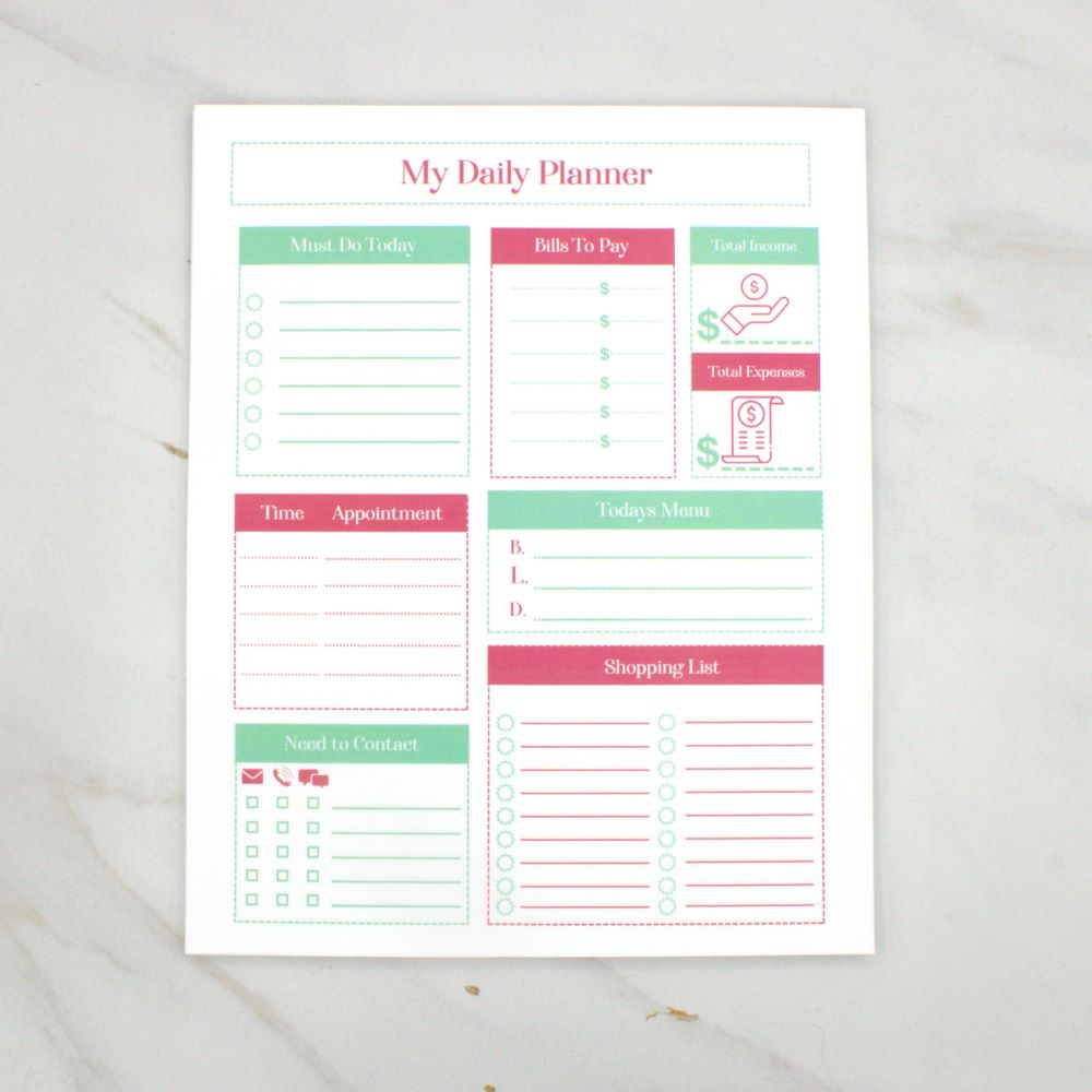 Pink and Mint Green Planner Pad