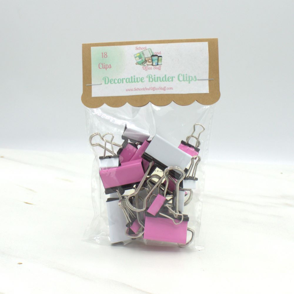 Pink and White Binder Clips