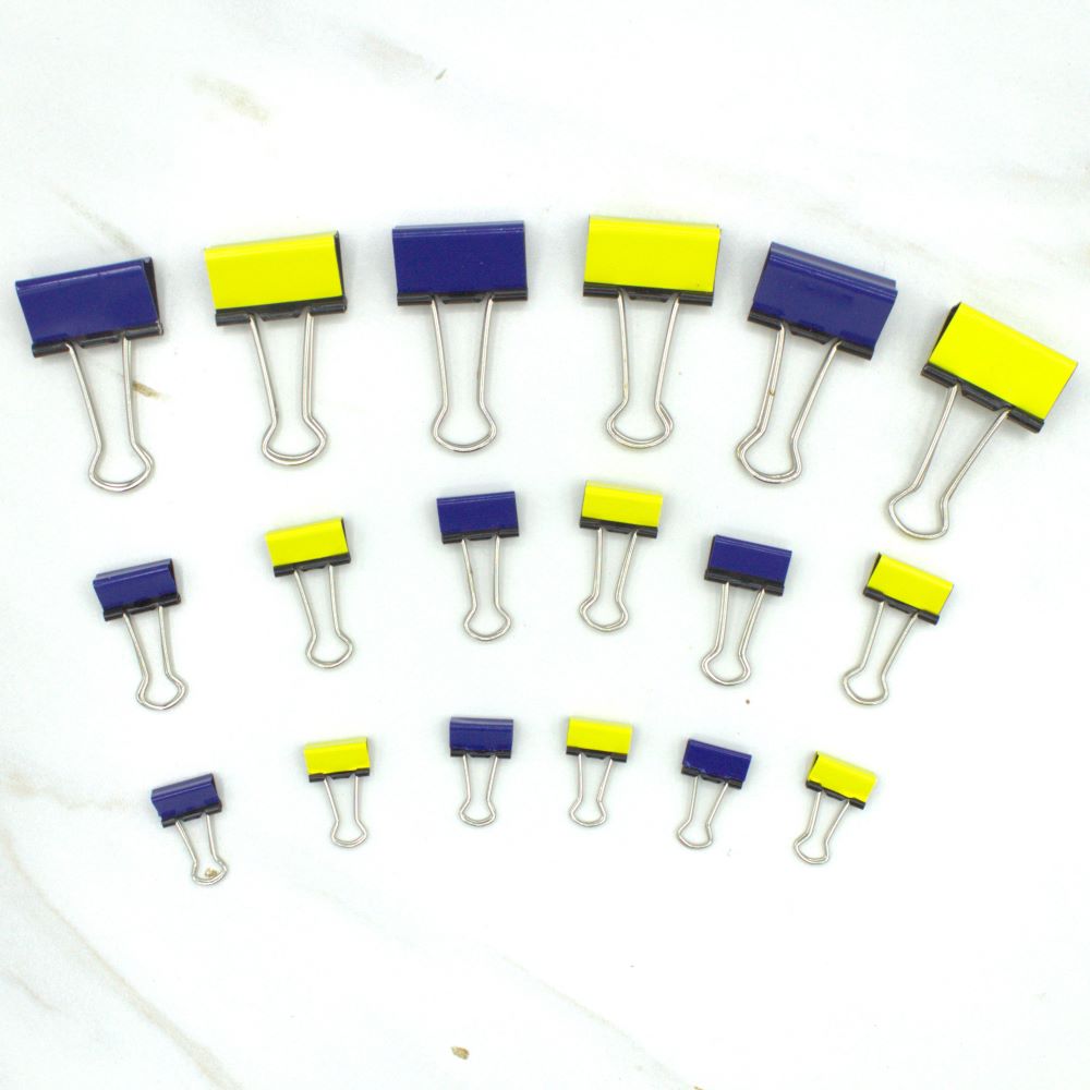 Yellow and Navy Blue Binder Clips