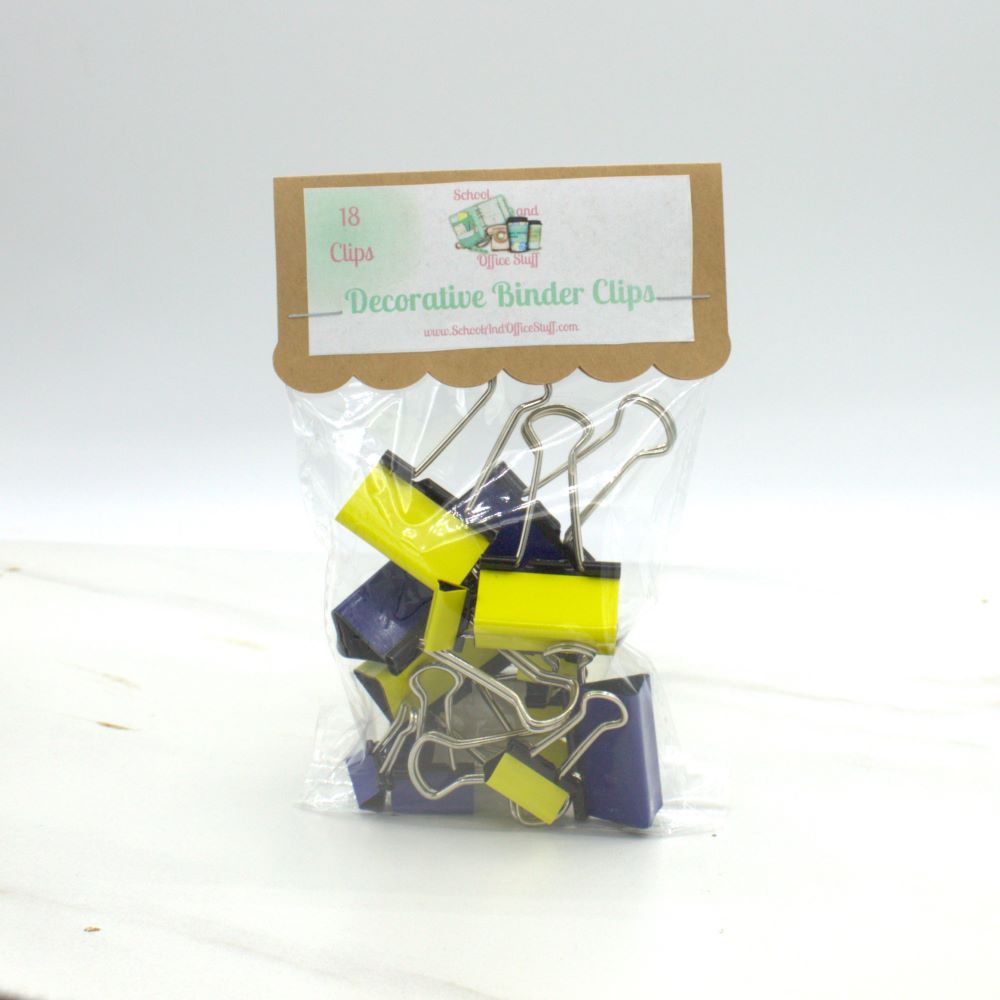 Yellow and Navy Blue Binder Clips
