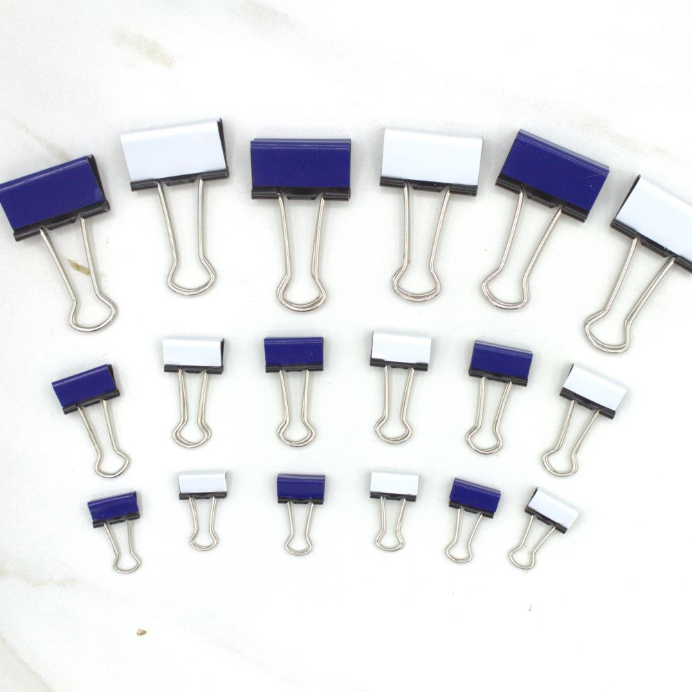 White and Navy Blue Binder Clips