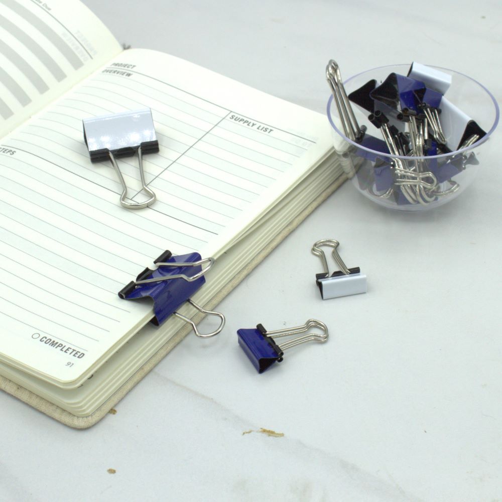 White and Navy Blue Binder Clips