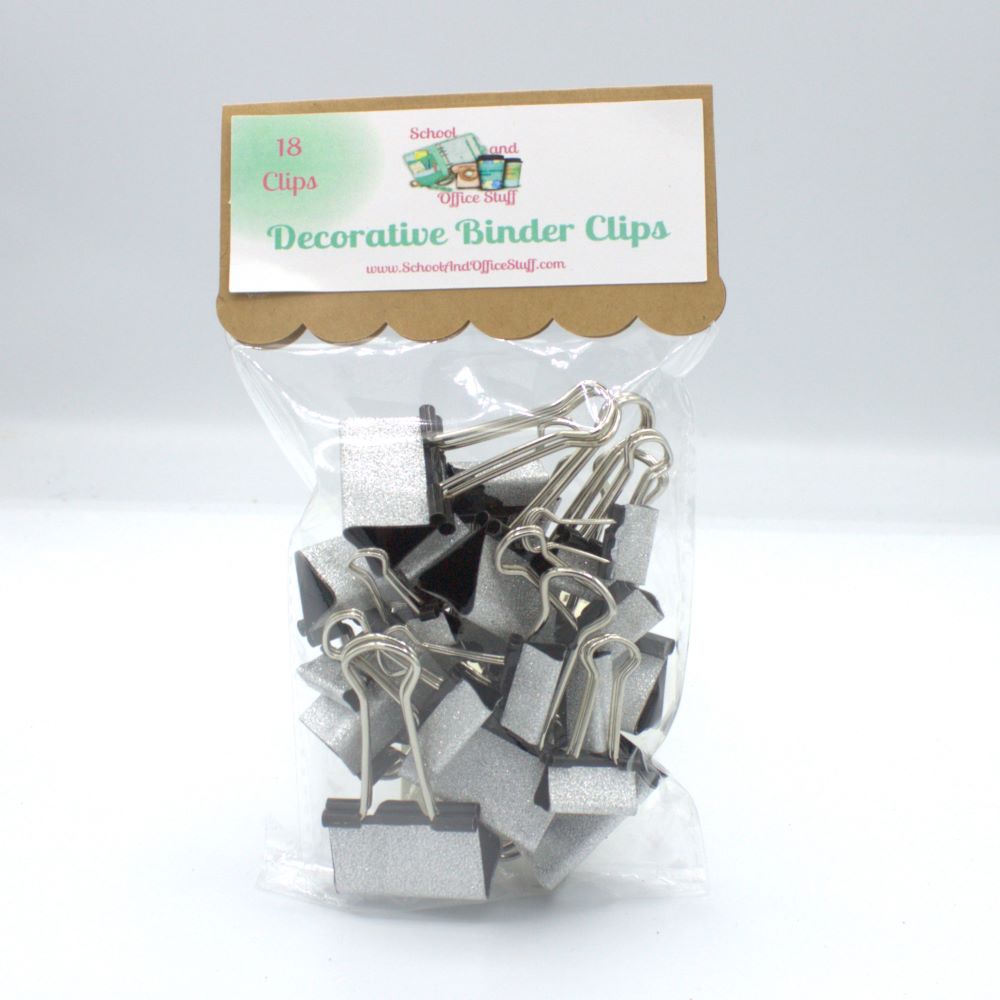 Silver Glitter Binder Clips