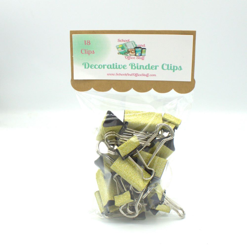 Gold Binder Clips (Glitter)