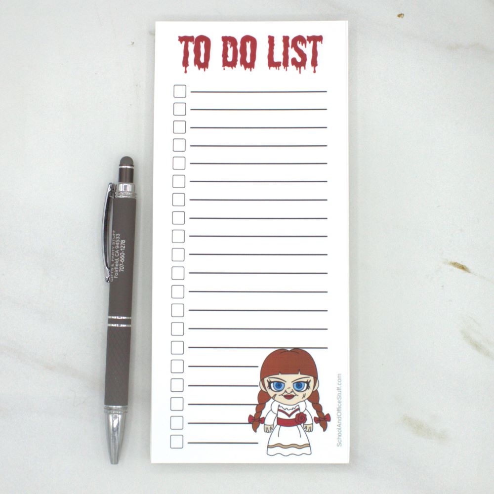 Horror Movie Villain List Pad, Annabelle