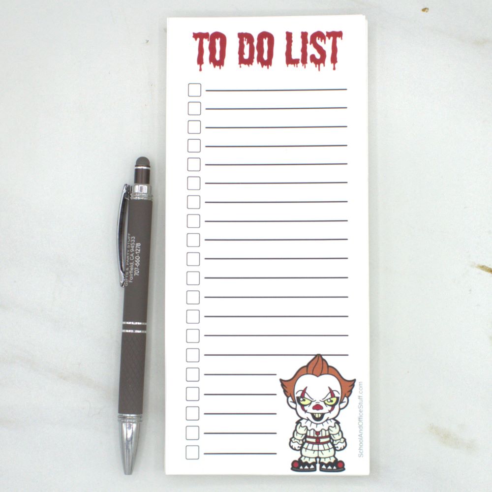 Horror Movie Villain List Pad, Pennywise