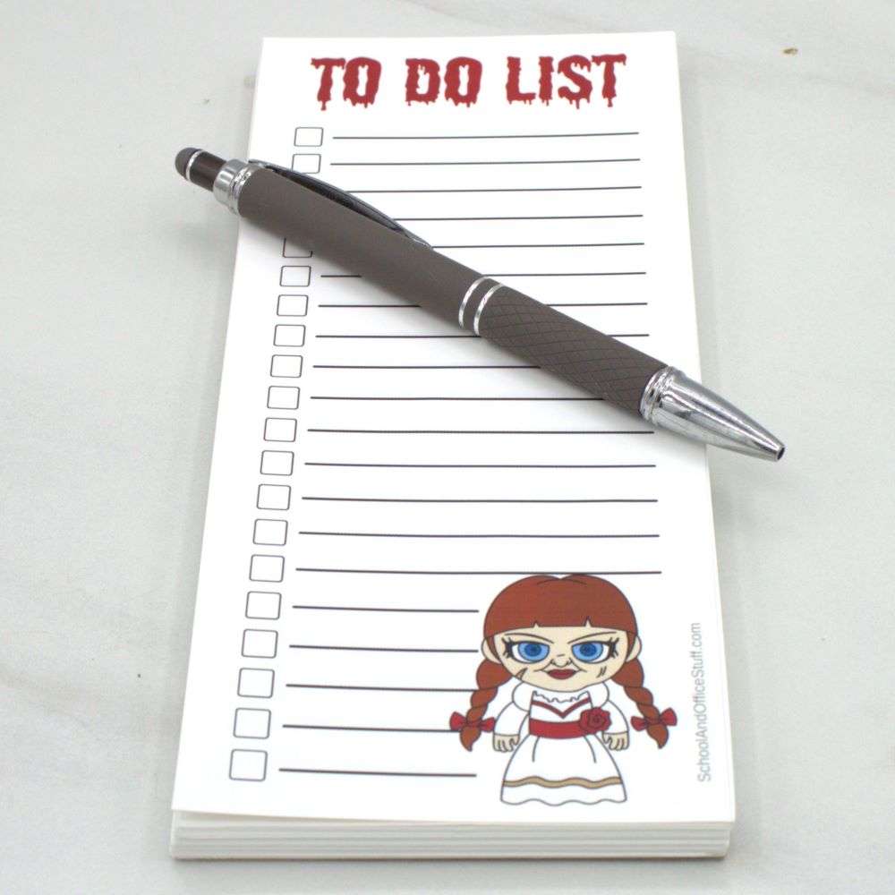 Horror Movie Villain List Pad, Annabelle