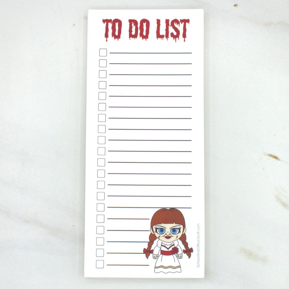 Horror Movie Villain List Pad, Annabelle