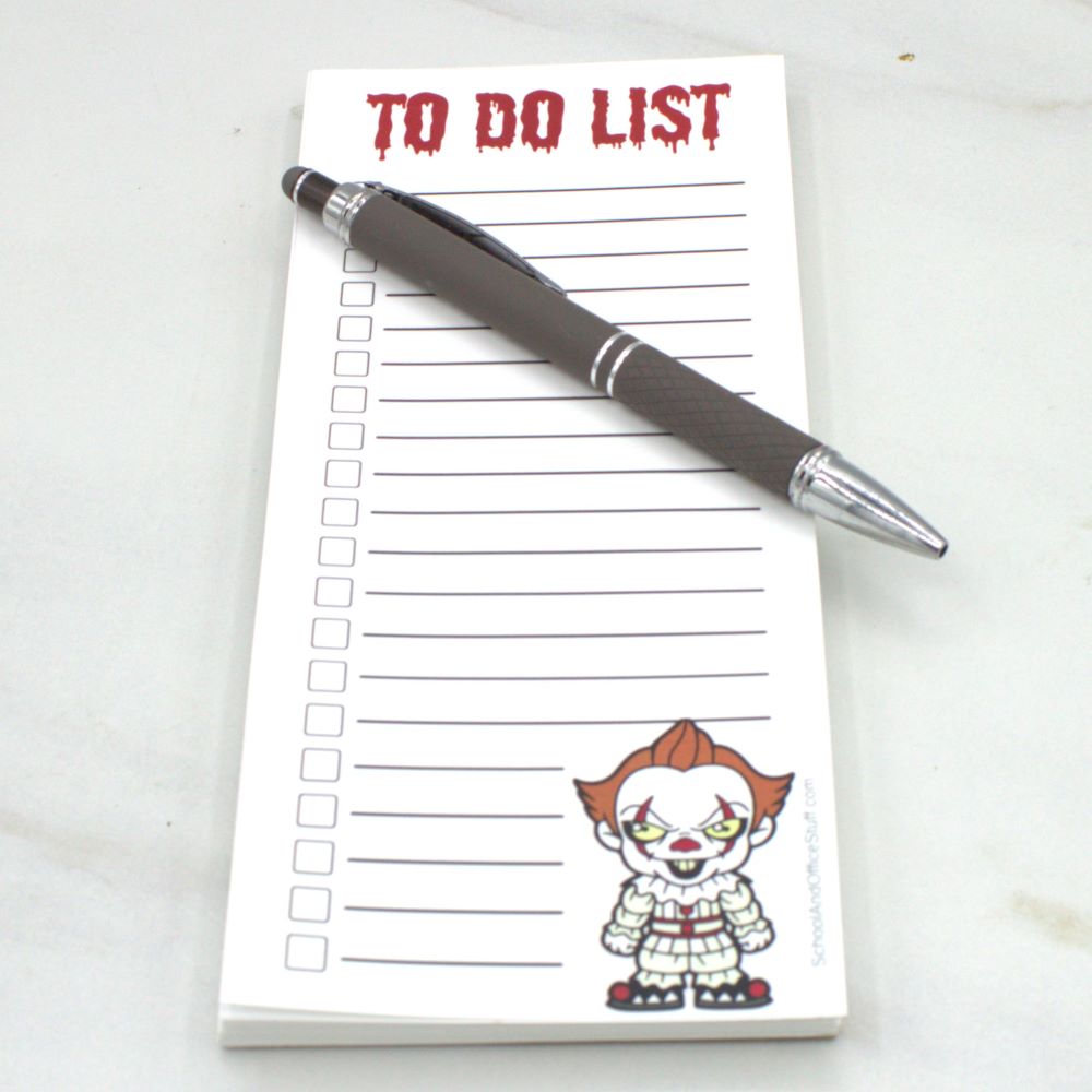 Horror Movie Villain List Pad, Pennywise