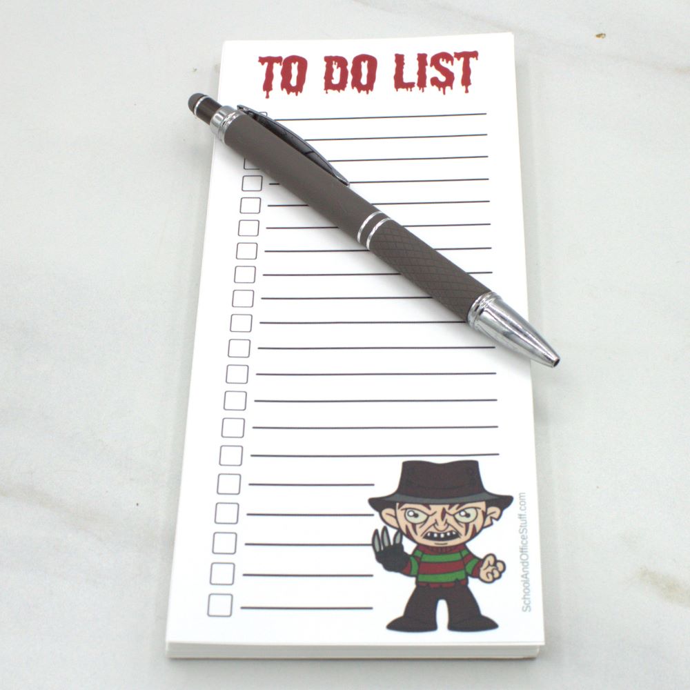 Horror Movie Villain List Pad, Freddy Krueger