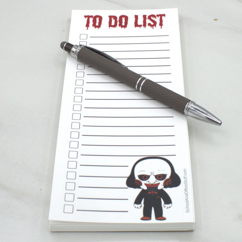 Horror Movie Villain List Pad, Jigsaw