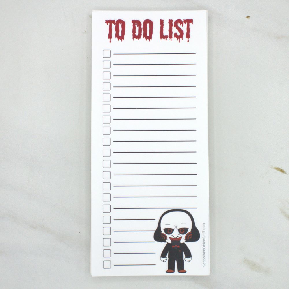 Horror Movie Villain List Pad, Jigsaw