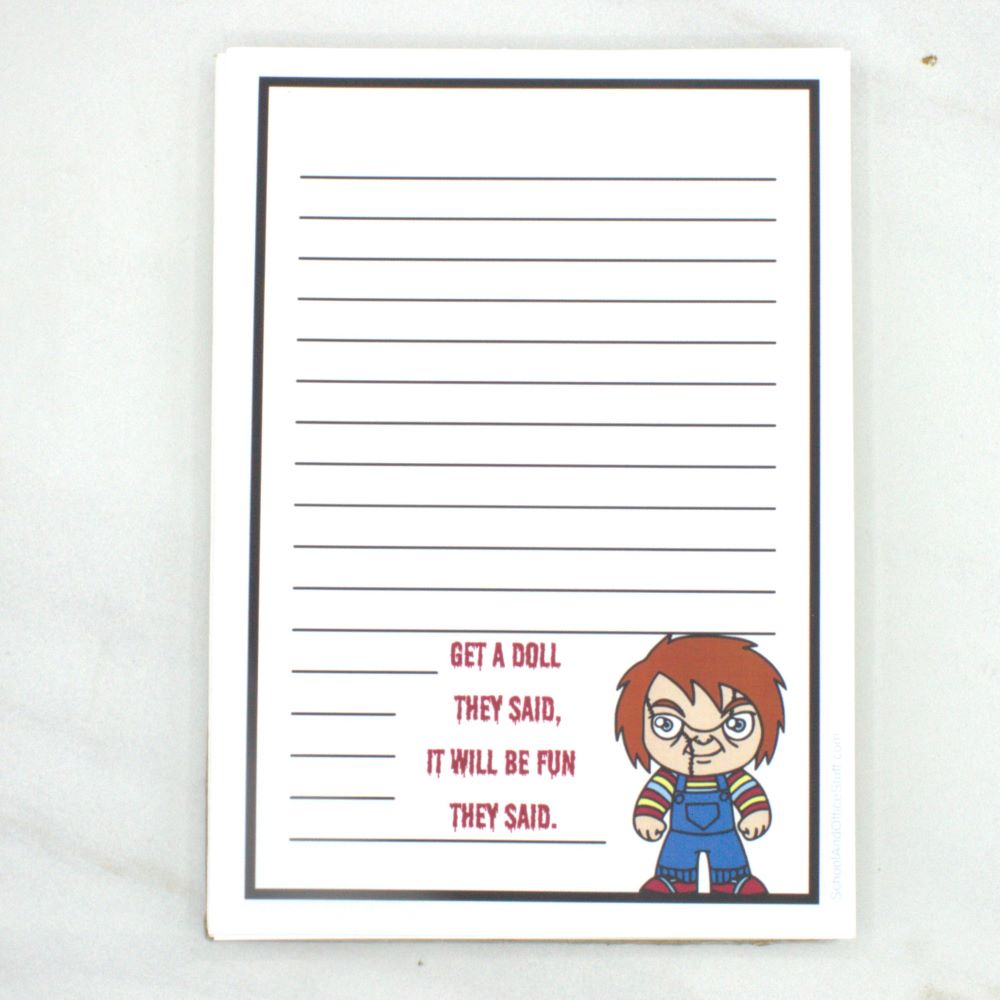 Horror Movie Villain Notepad, Chucky