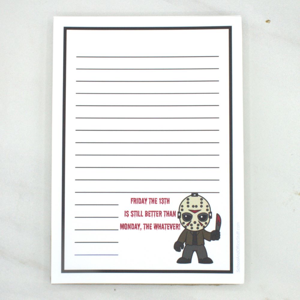 Horror Movie Villain Notepad Jason Voorhees