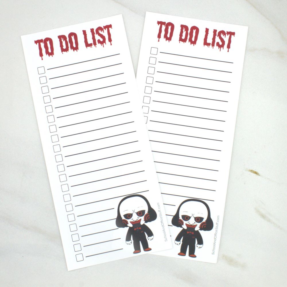 Horror Movie Villain List Pad, Jigsaw